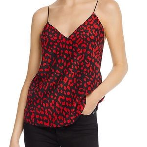 ALICE + OLIVIA CONTESSA LEOPARD PRINT SILK CAMISOLE IN LEOPARD PAPRIKA